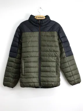 Men's Colorblocked Puffer Jacket,Olive/Black