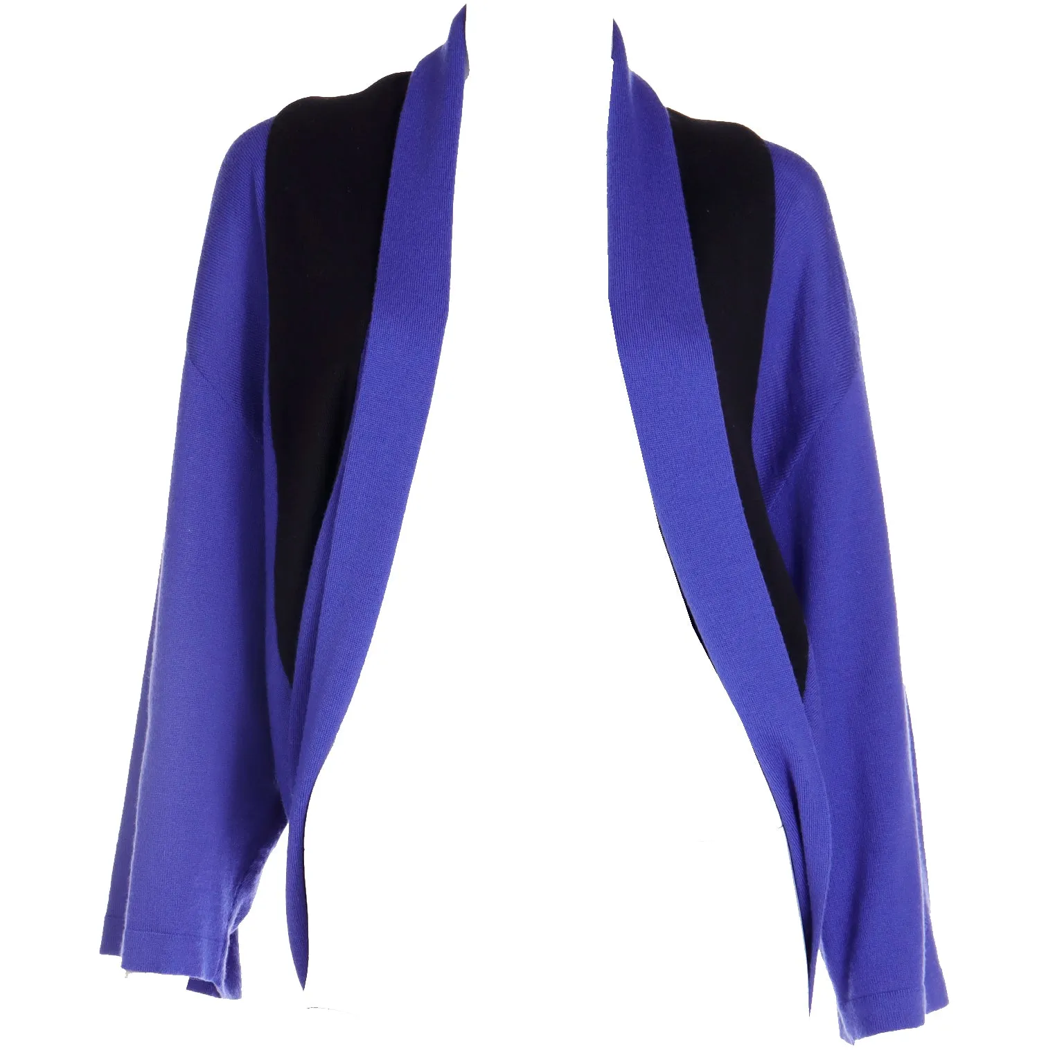 1990s Gianfranco Ferre Purple & Black Draped Wrap Sweater Top