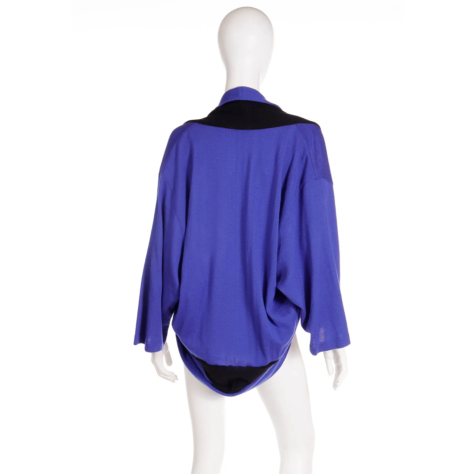 1990s Gianfranco Ferre Purple & Black Draped Wrap Sweater Top