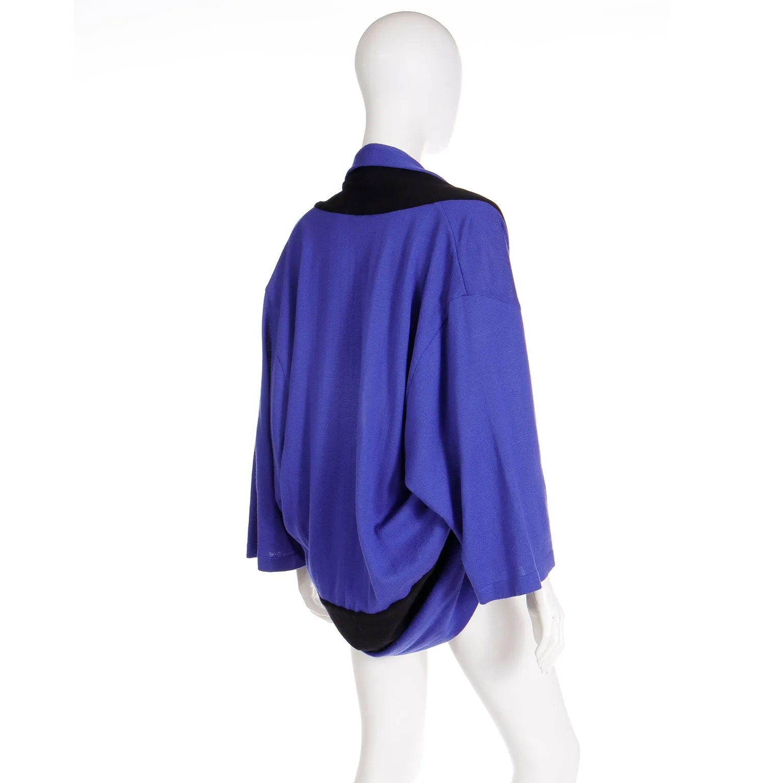 1990s Gianfranco Ferre Purple & Black Draped Wrap Sweater Top