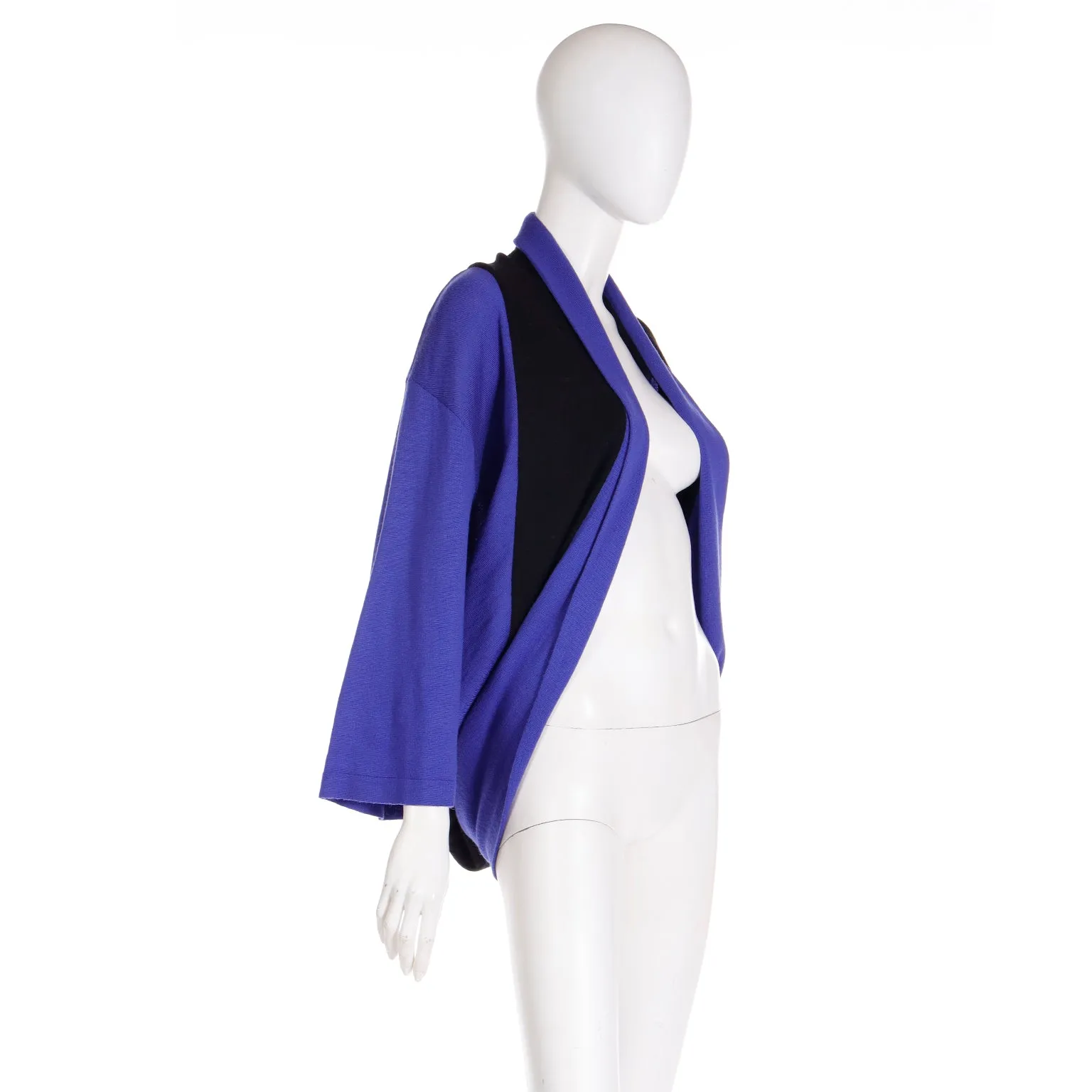 1990s Gianfranco Ferre Purple & Black Draped Wrap Sweater Top