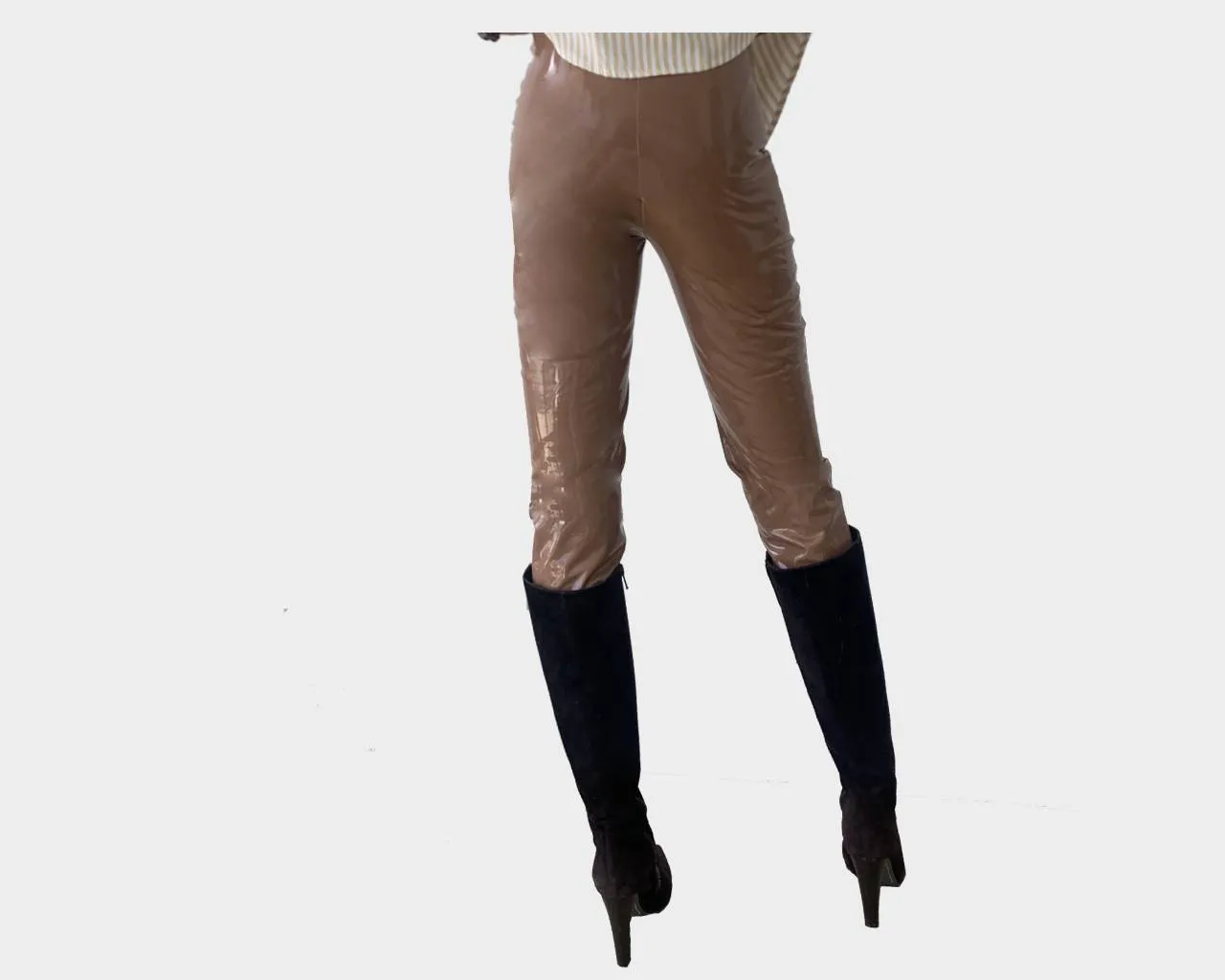 9.9 Praline Taupe Effet Mouillé Wet Look Bottoms- The Hamptons