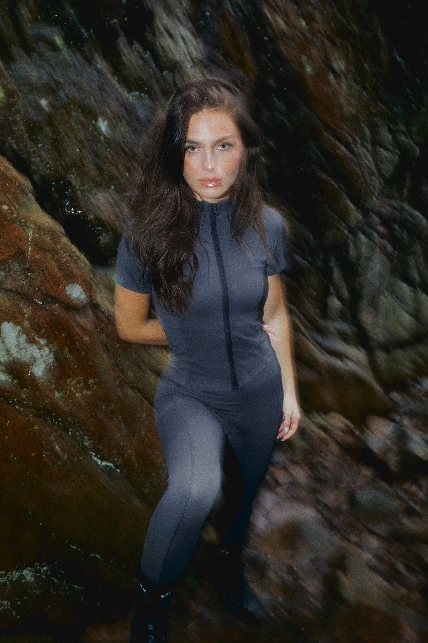 Active Short Sleeve Blouse - Slate Grey