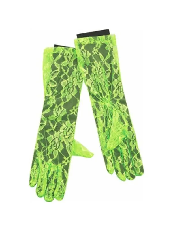 Adult 80's Style Neon Green Lace Gloves