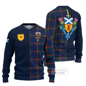 Agnew Tartan Ugly Sweater with Scottish Lion Royal Arm Half Style