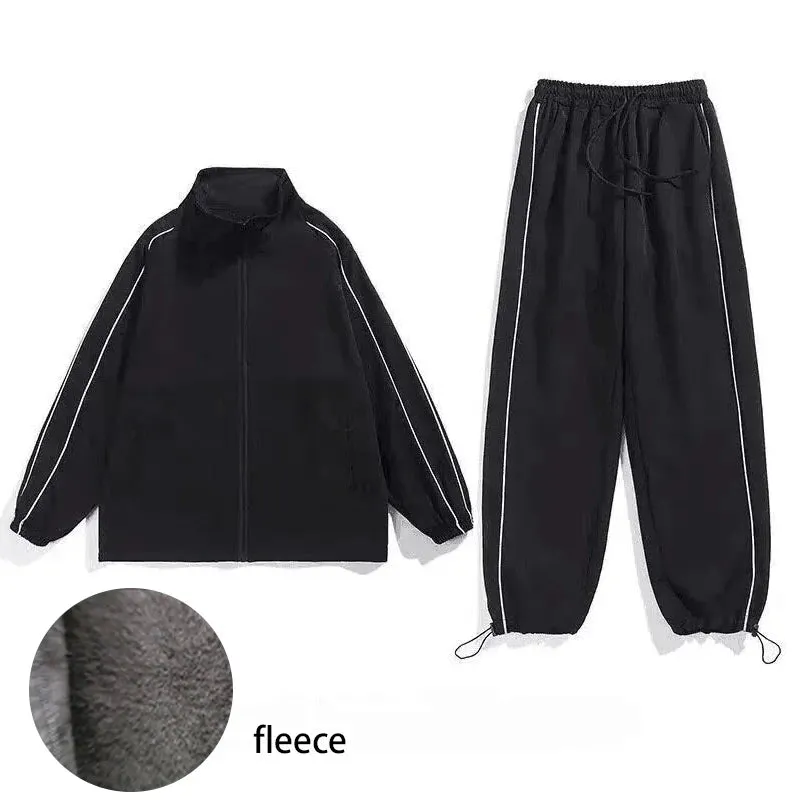 Aidase Men's Sets New Casual One-piece Suit Male Sportswear Women Suits Overalls Trousers Loose Fleece Zipper Long Sleeves Jacket Pants