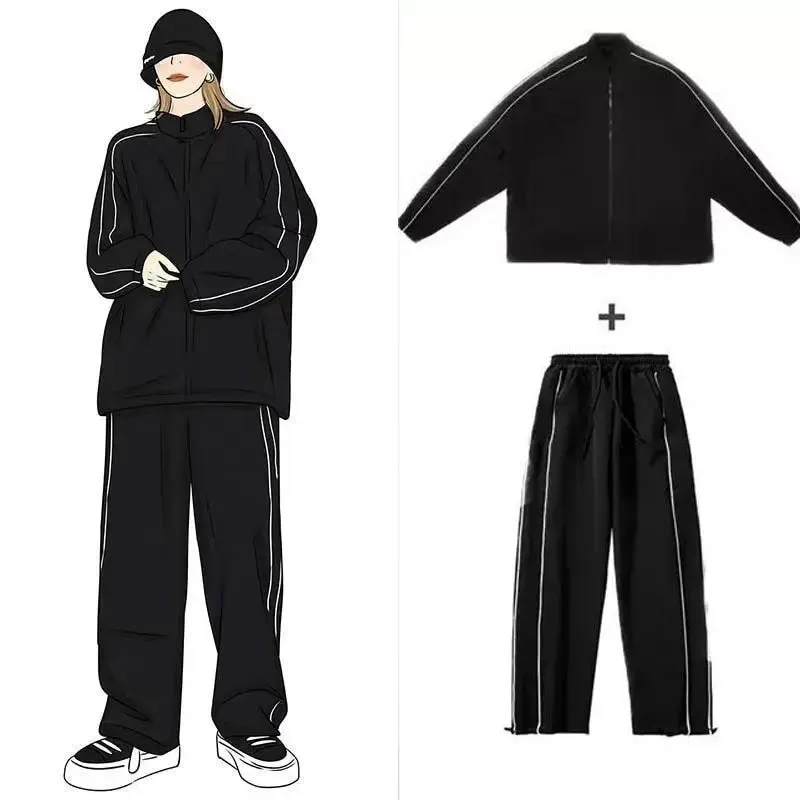 Aidase Men's Sets New Casual One-piece Suit Male Sportswear Women Suits Overalls Trousers Loose Fleece Zipper Long Sleeves Jacket Pants