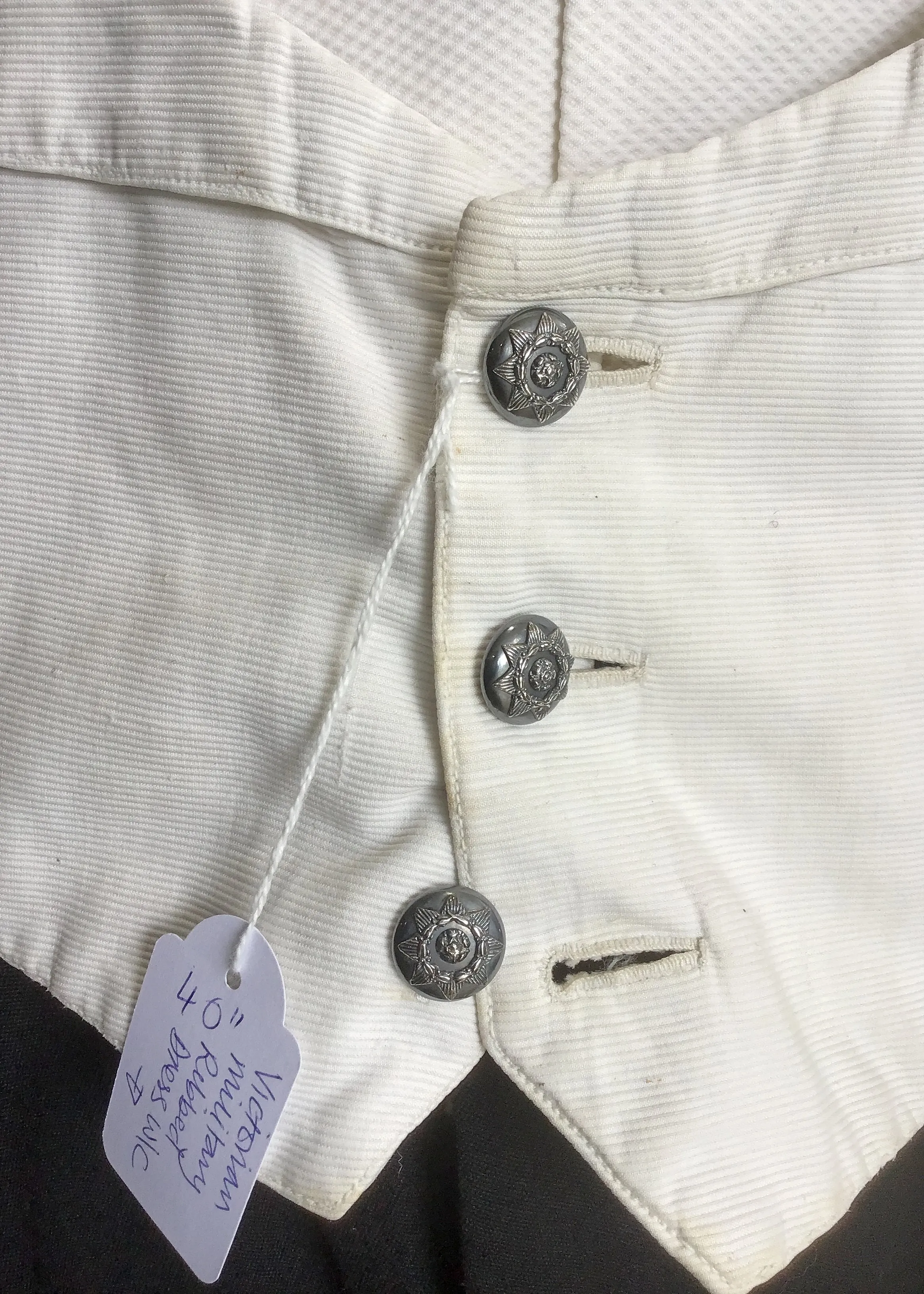 Antique White Ribbed Mess Waistcoat • Silver East Yorksire Regiment Buttons