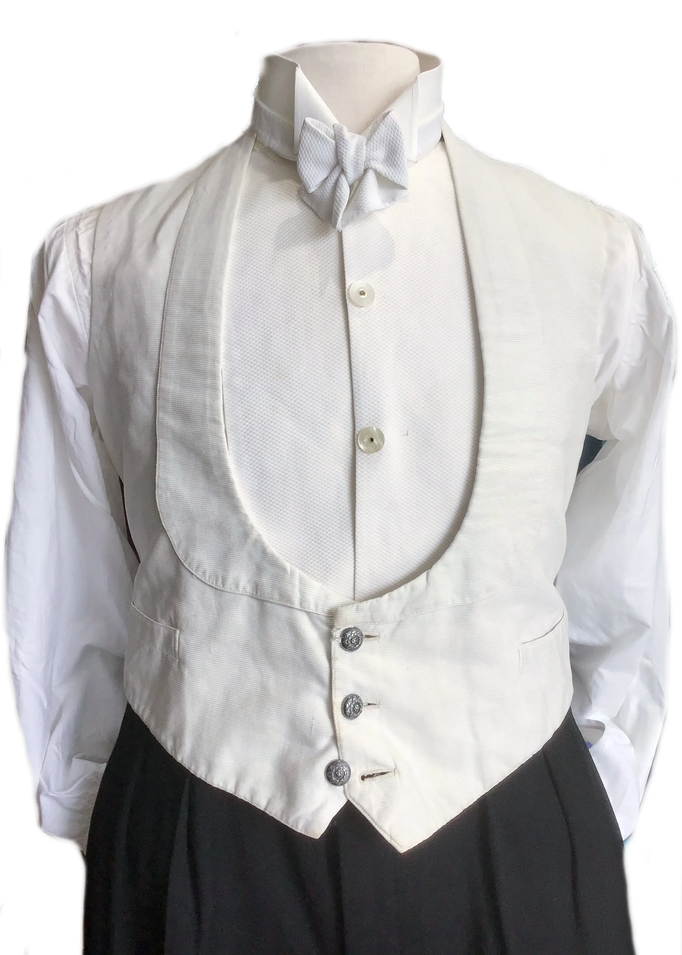 Antique White Ribbed Mess Waistcoat • Silver East Yorksire Regiment Buttons