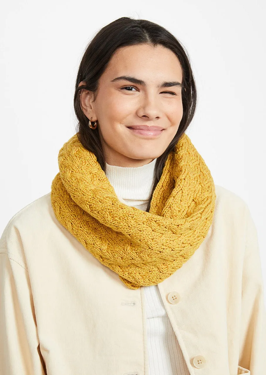 Aran Infinity Cable Scarf | Yellow