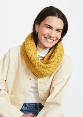 Aran Infinity Cable Scarf | Yellow