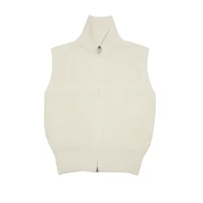 Aton Zipped Up Vest in Off White