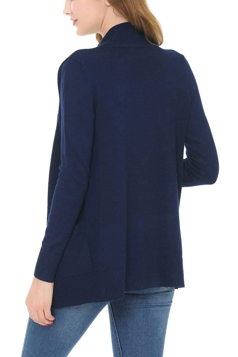 Auliné Collection Women's Classic Casual Solid Open Front Sweater Knit Cardigan