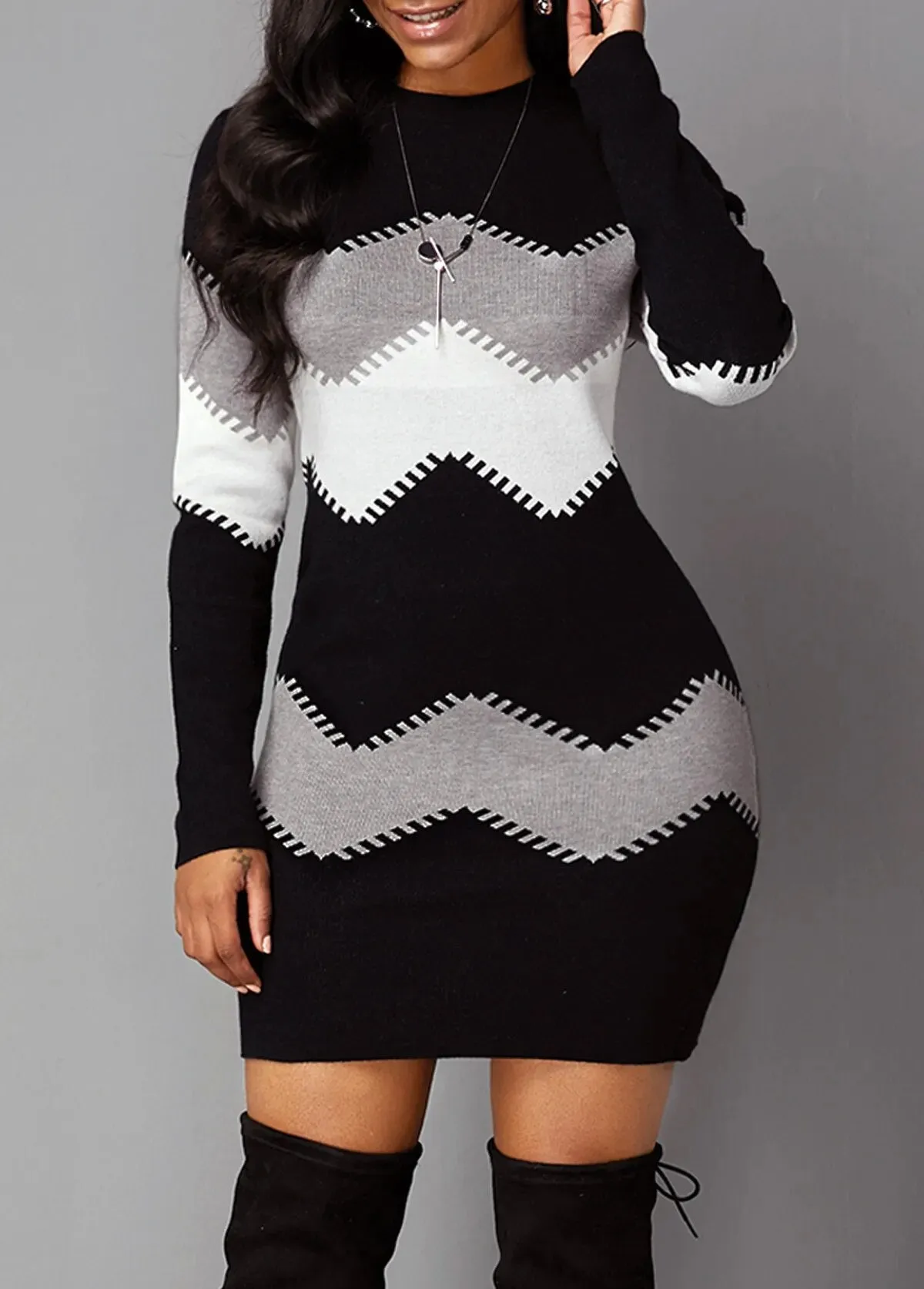 Autumn Winter Ladies Long Sleeve sweater dress*