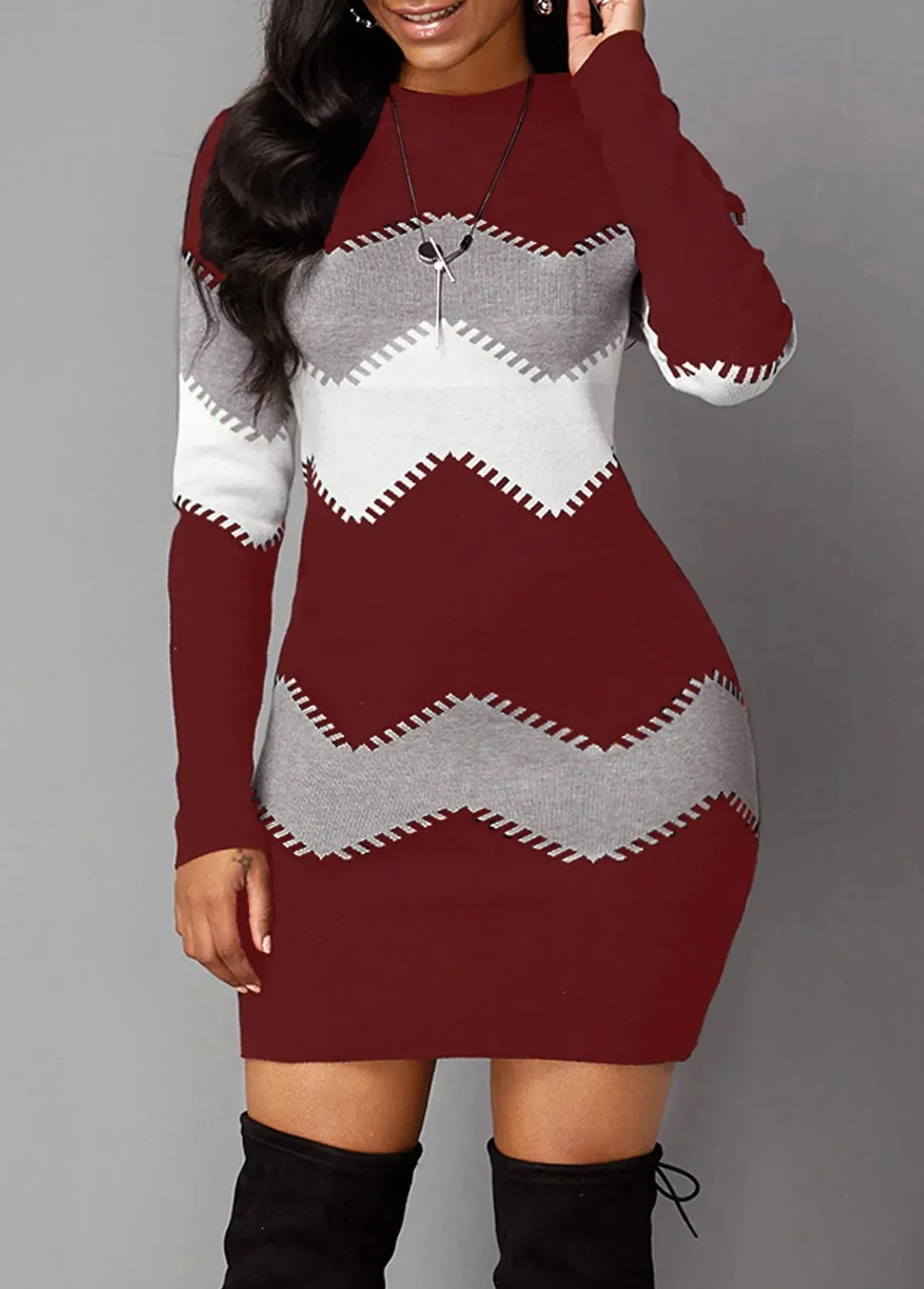 Autumn Winter Ladies Long Sleeve sweater dress*