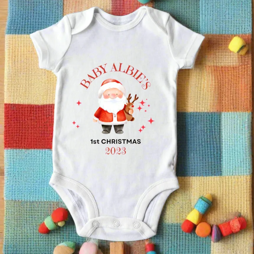 baby's 1st christmas babygro personalised with year and name