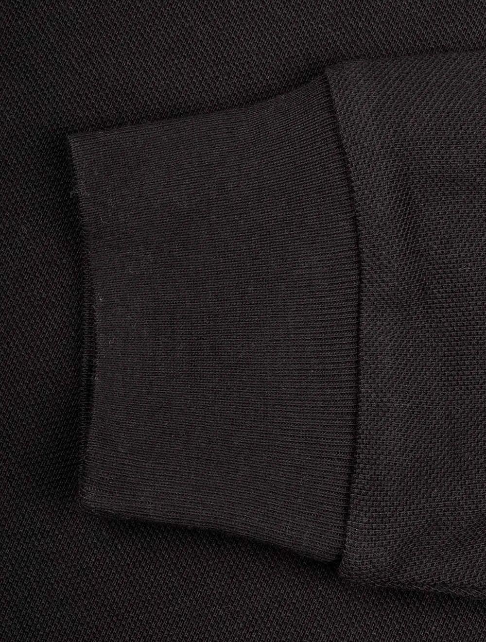 Basic Mesh Long Sleeve Polo Black