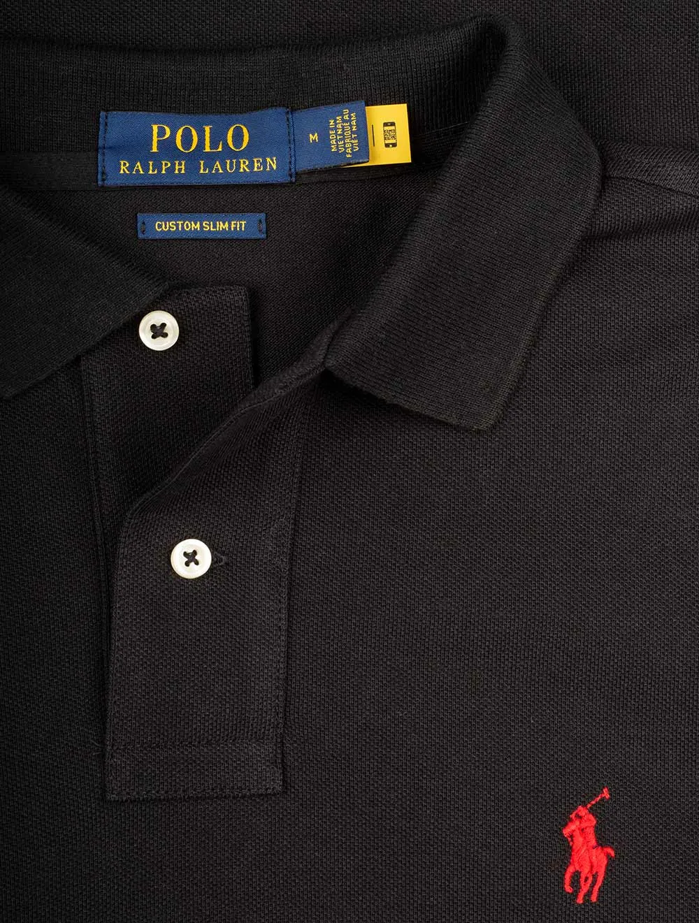 Basic Mesh Long Sleeve Polo Black