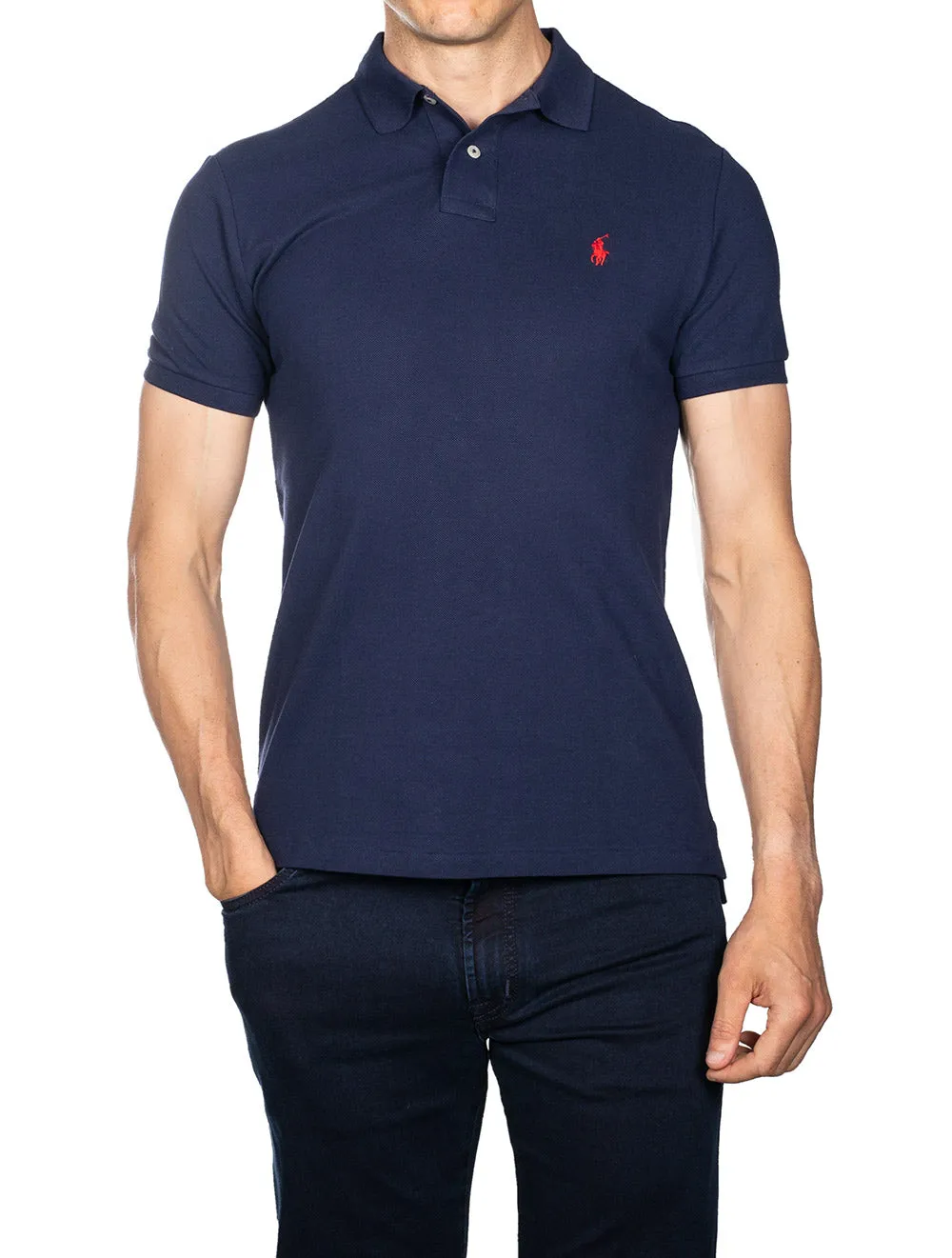 Basic Short Sleeve Polo Navy