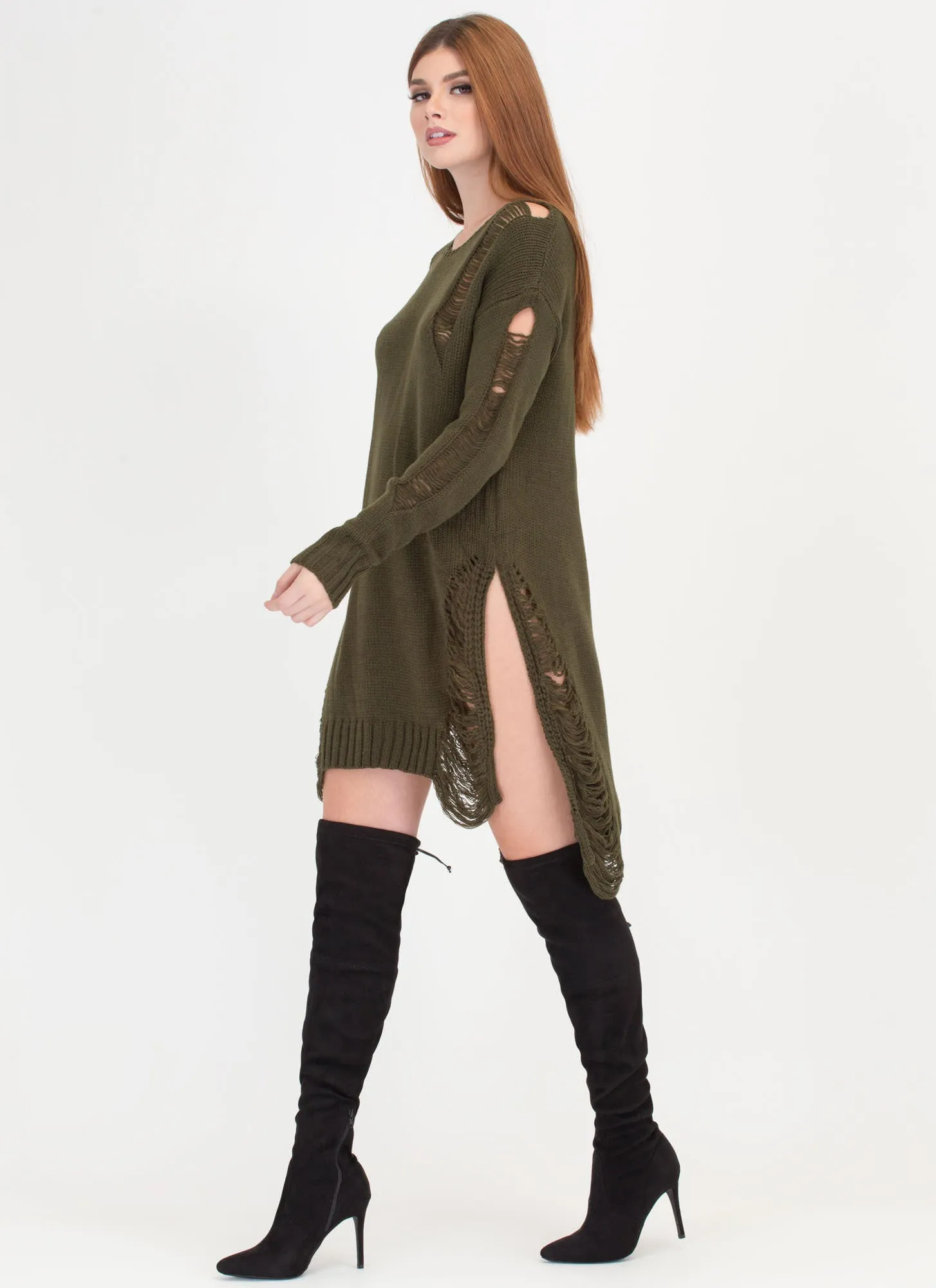 Best In Show Distressed Sweater Dress