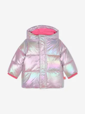 Billieblush Baby Girls Shiny Hooded Puffer Jacket in Purple