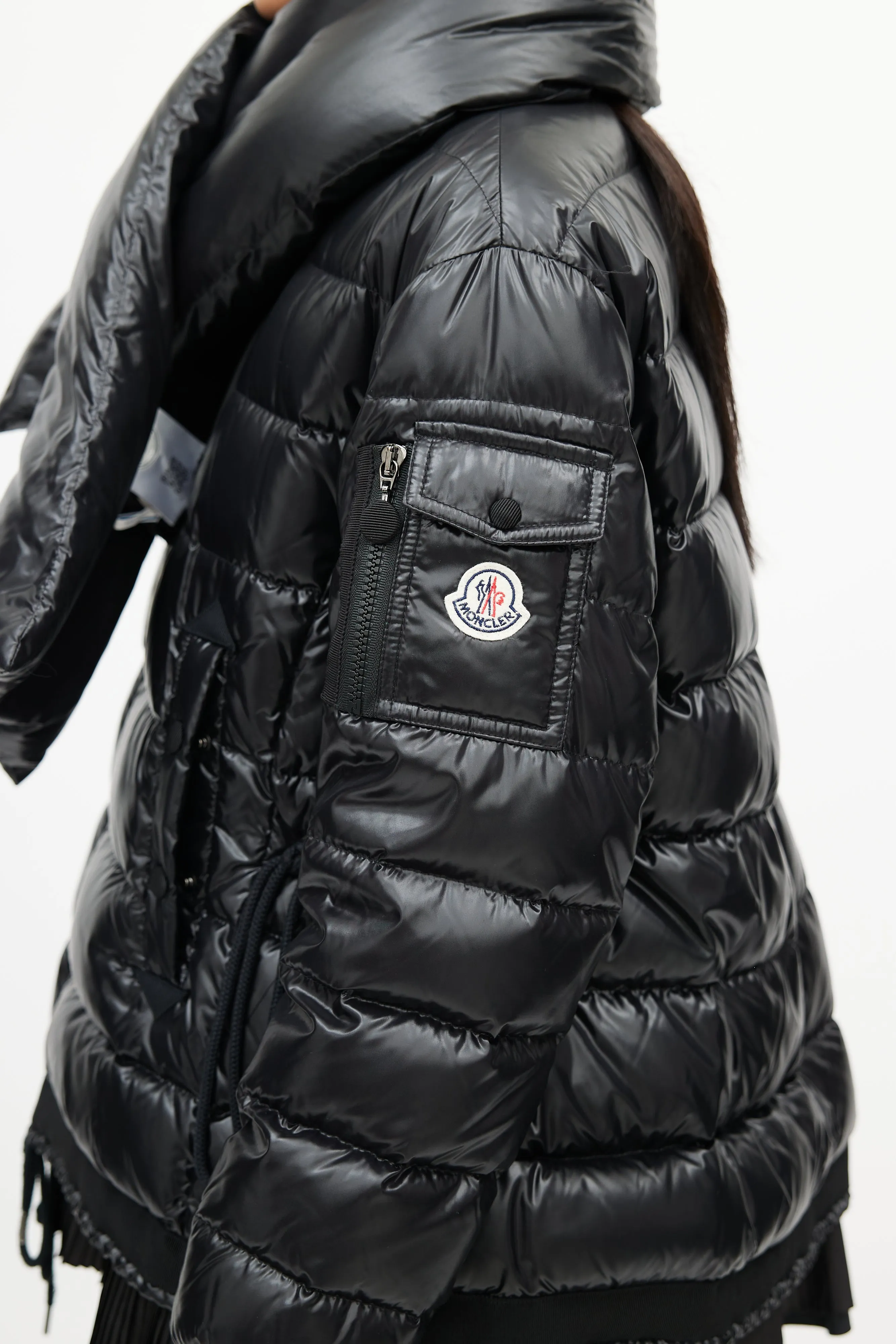 Black Lucy Scarf Puffer Down Jacket