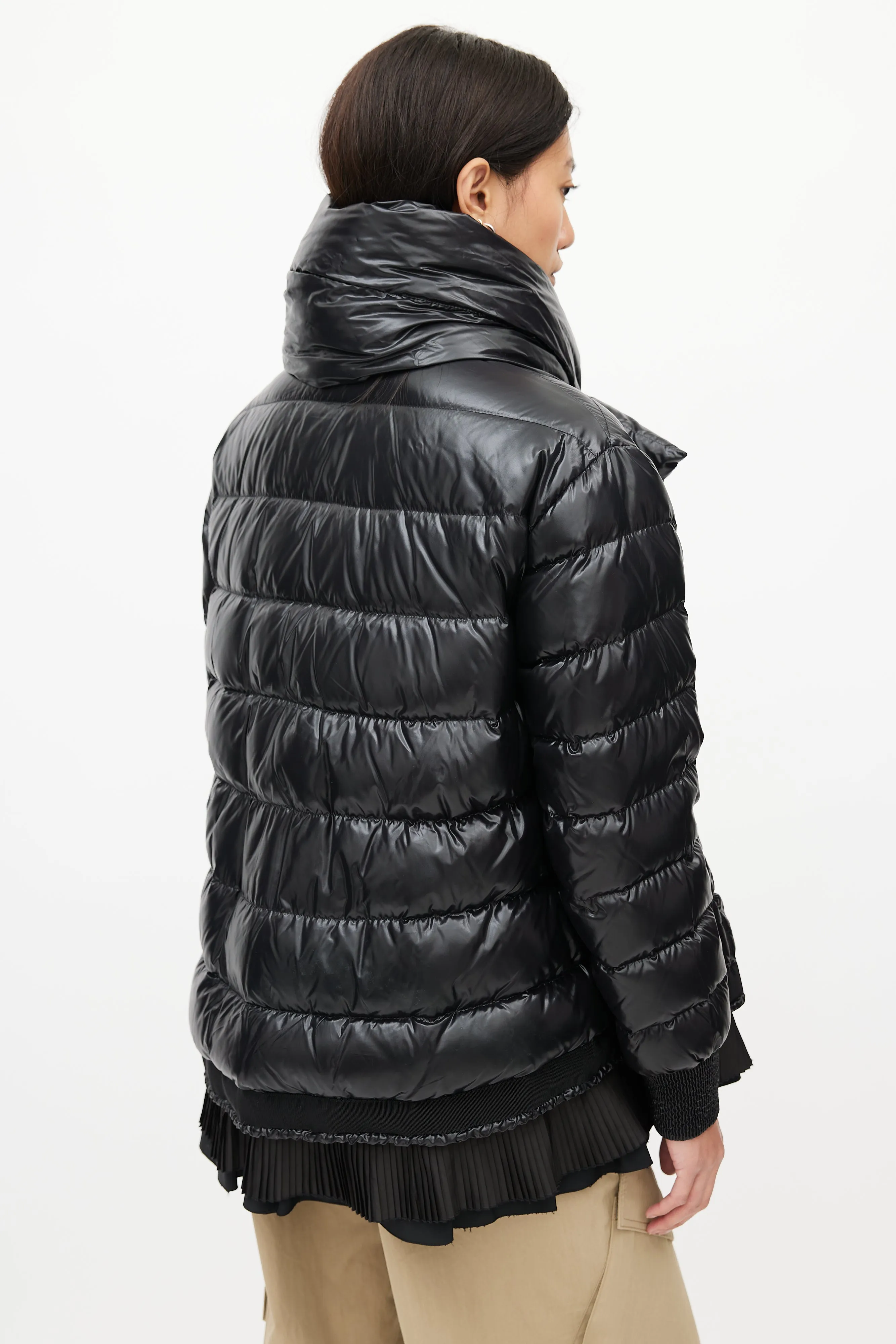 Black Lucy Scarf Puffer Down Jacket