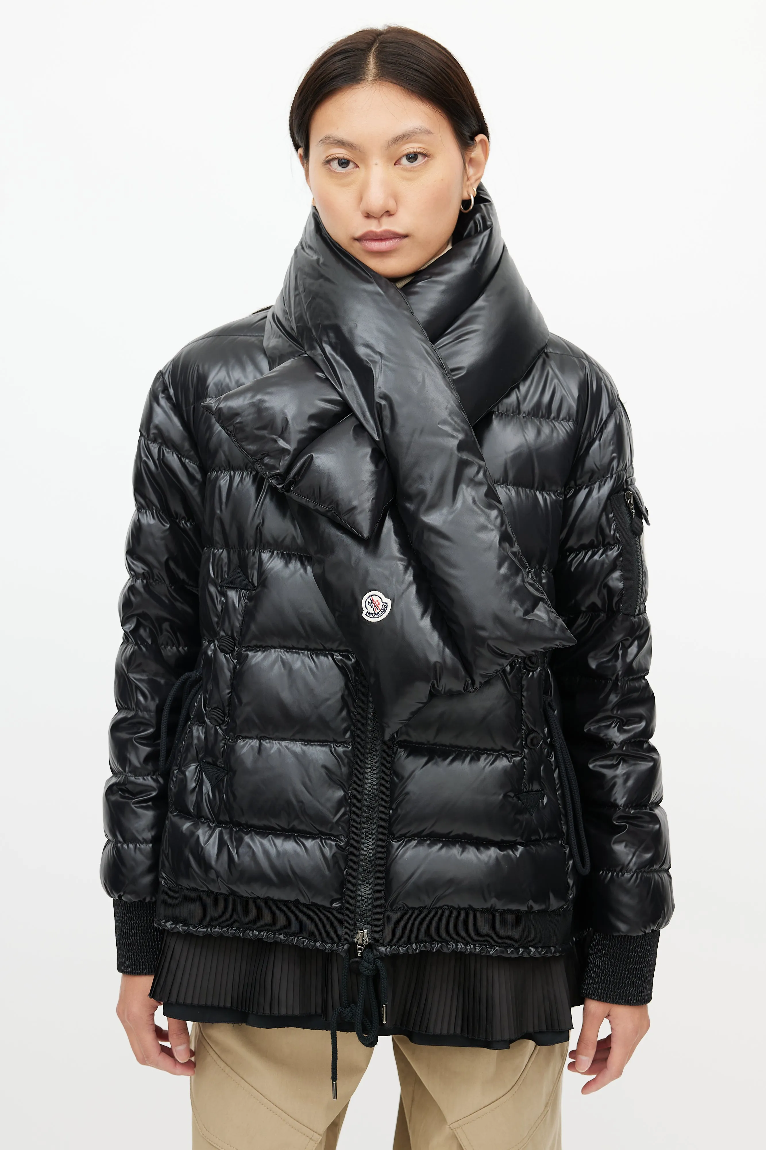 Black Lucy Scarf Puffer Down Jacket