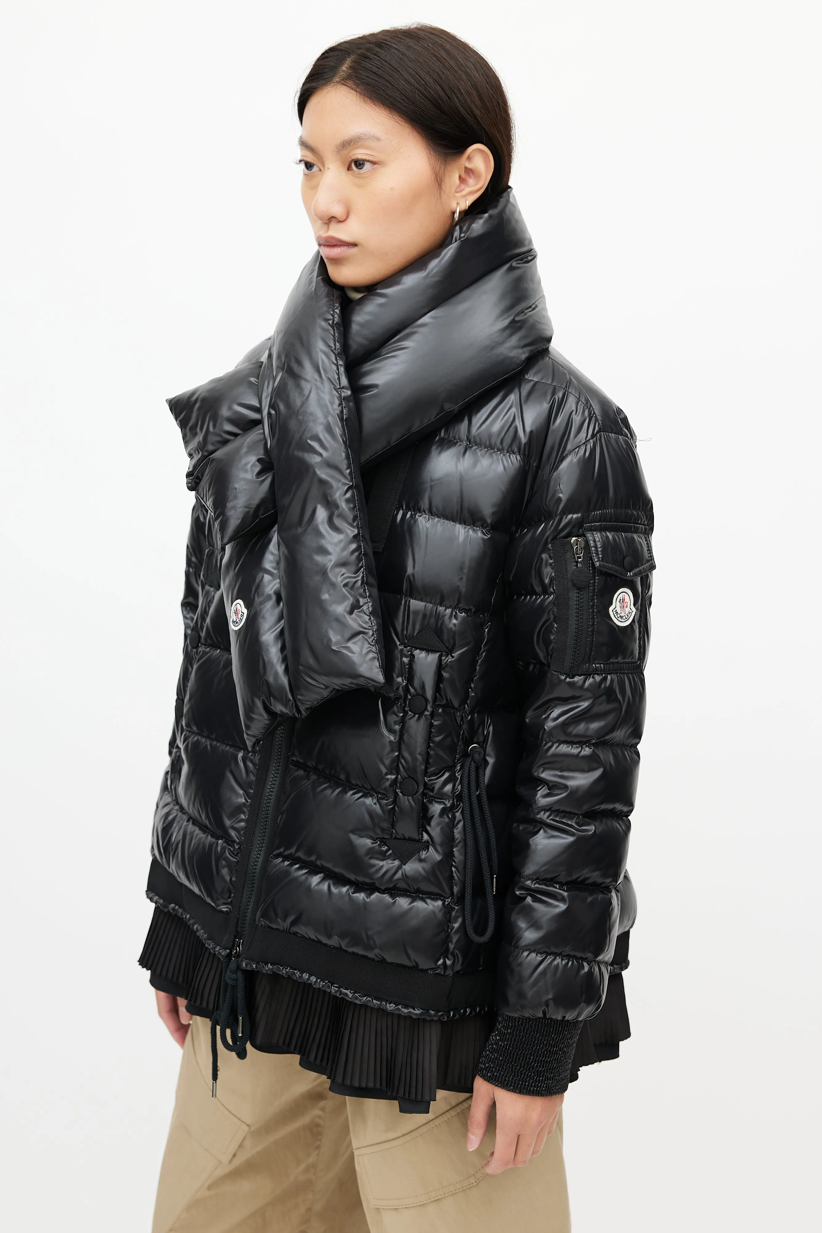 Black Lucy Scarf Puffer Down Jacket