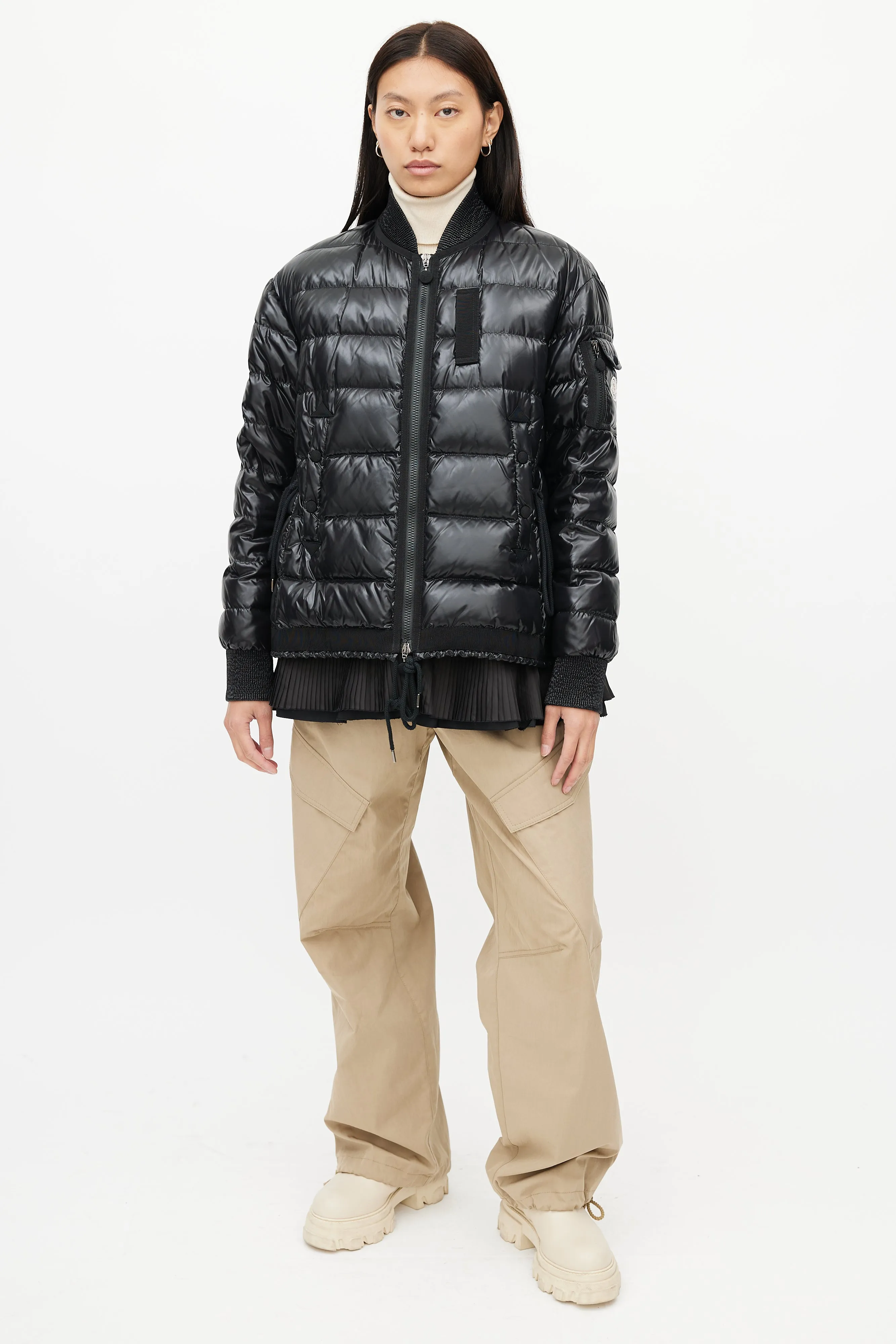 Black Lucy Scarf Puffer Down Jacket