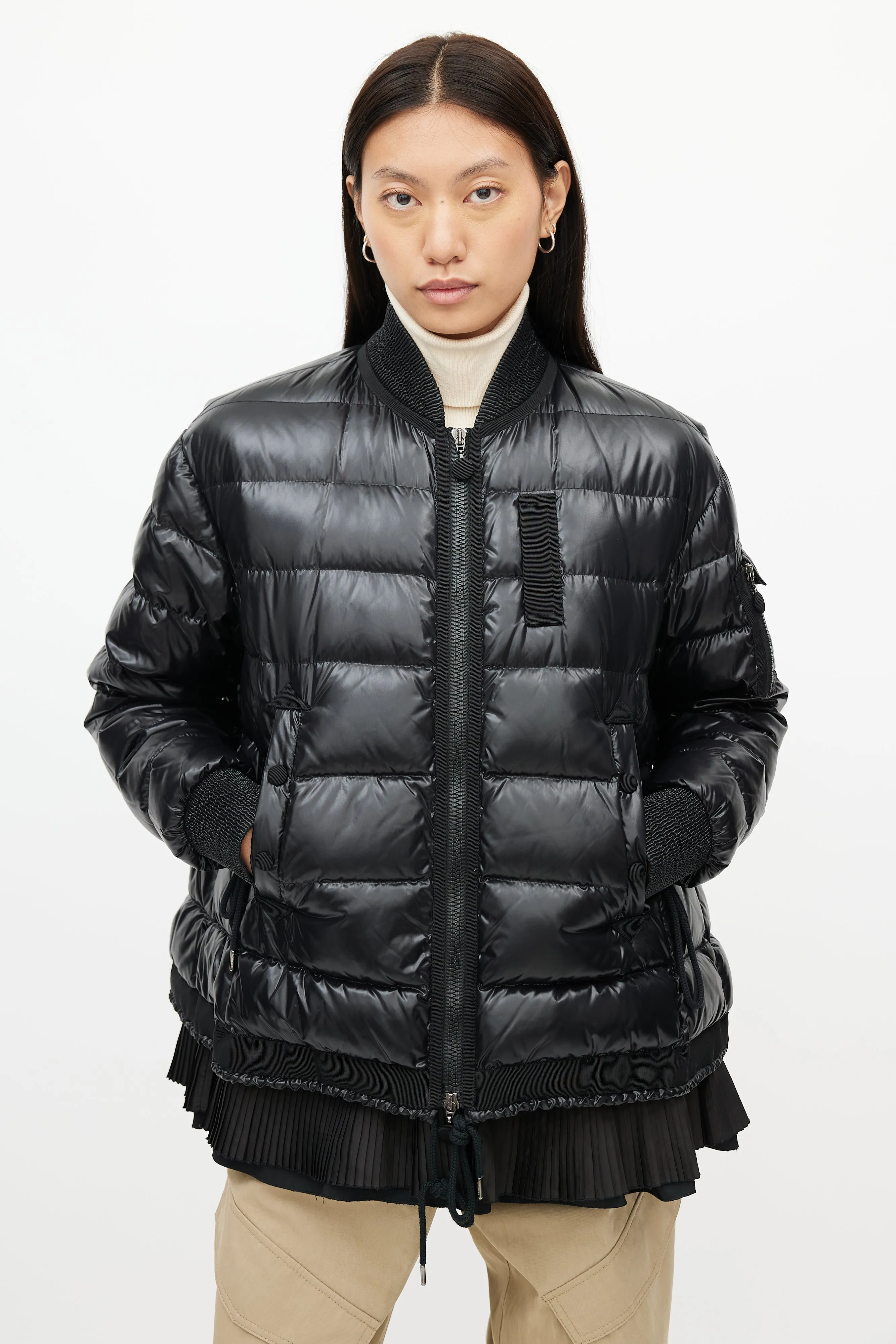 Black Lucy Scarf Puffer Down Jacket