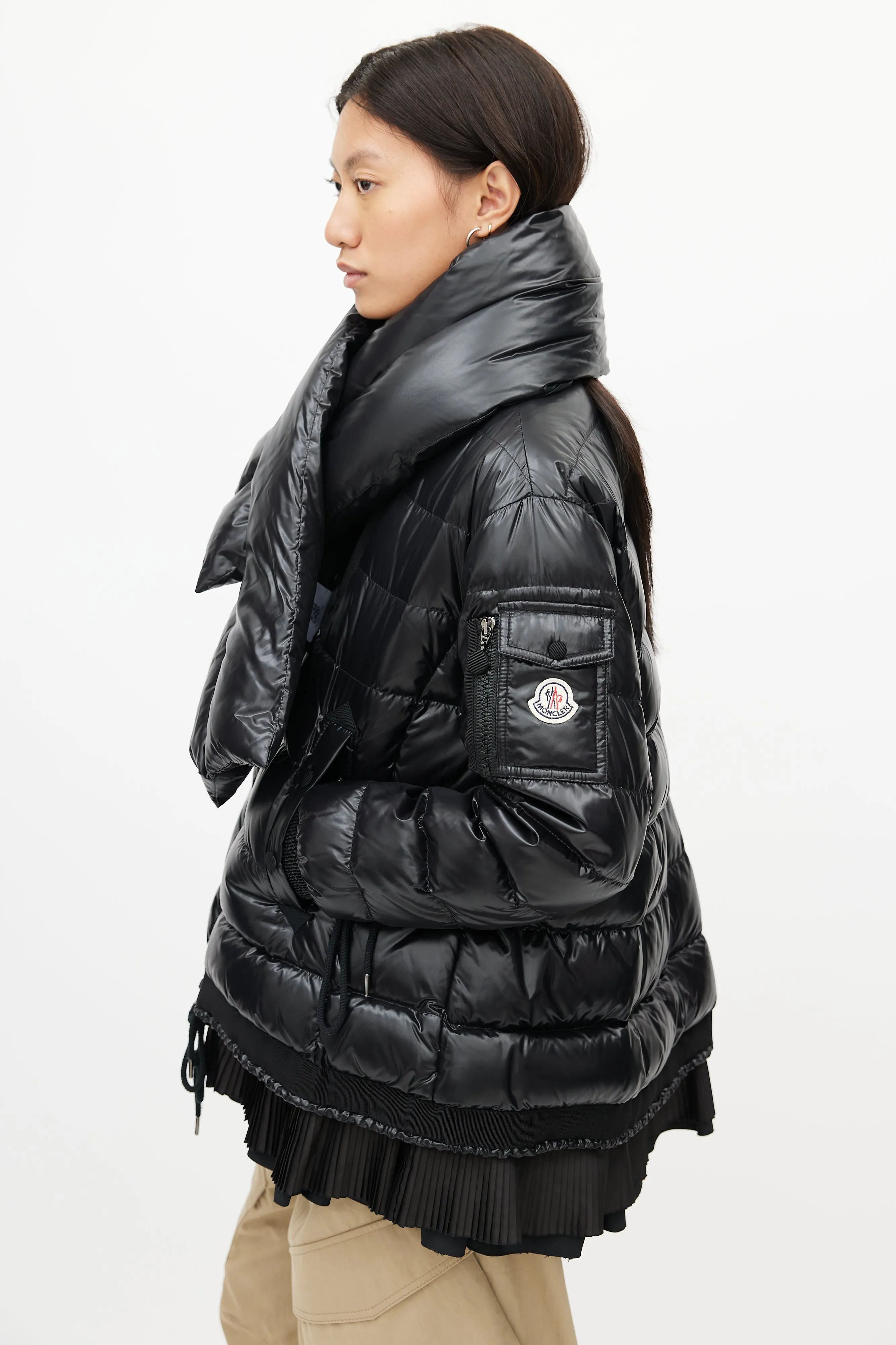 Black Lucy Scarf Puffer Down Jacket