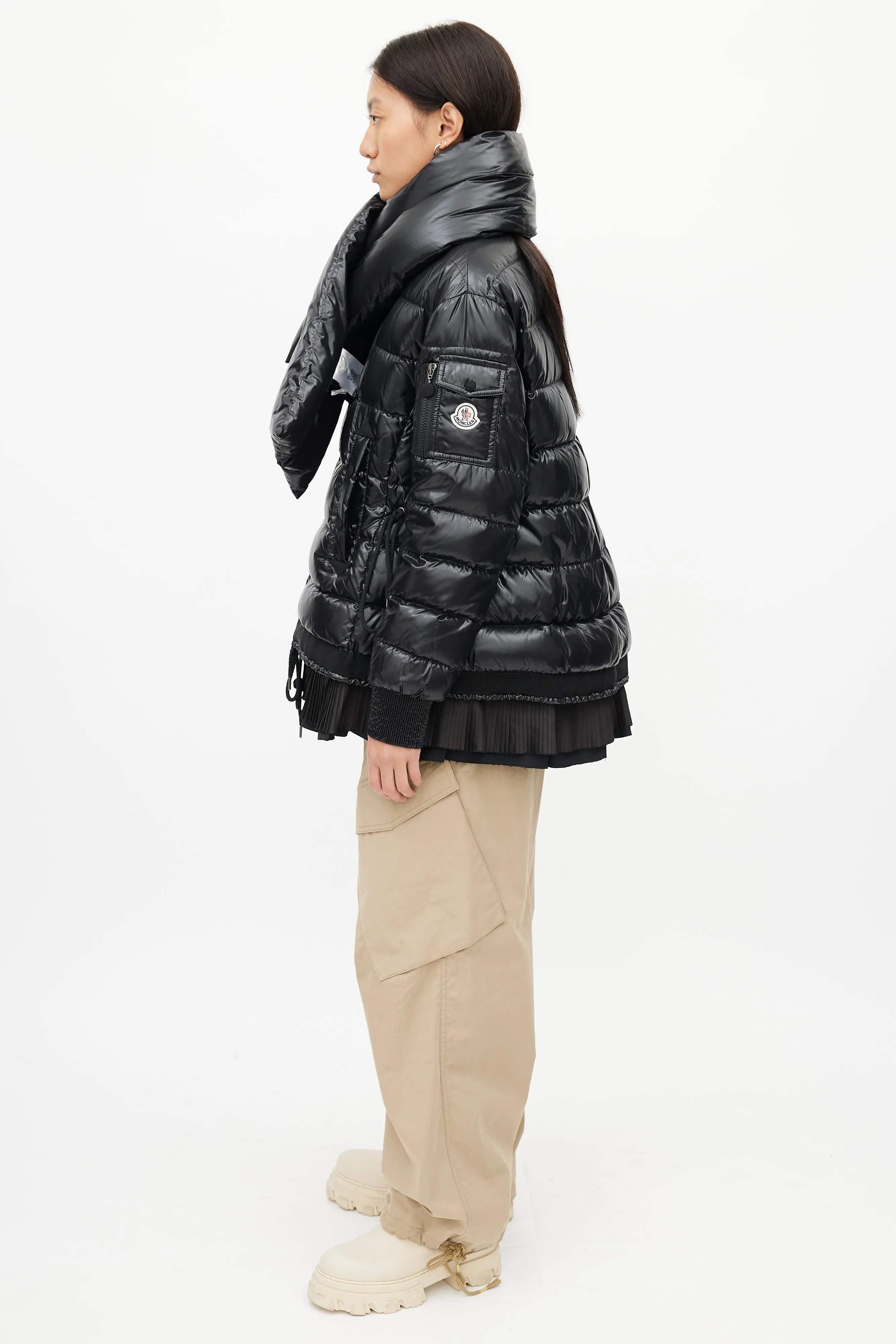 Black Lucy Scarf Puffer Down Jacket