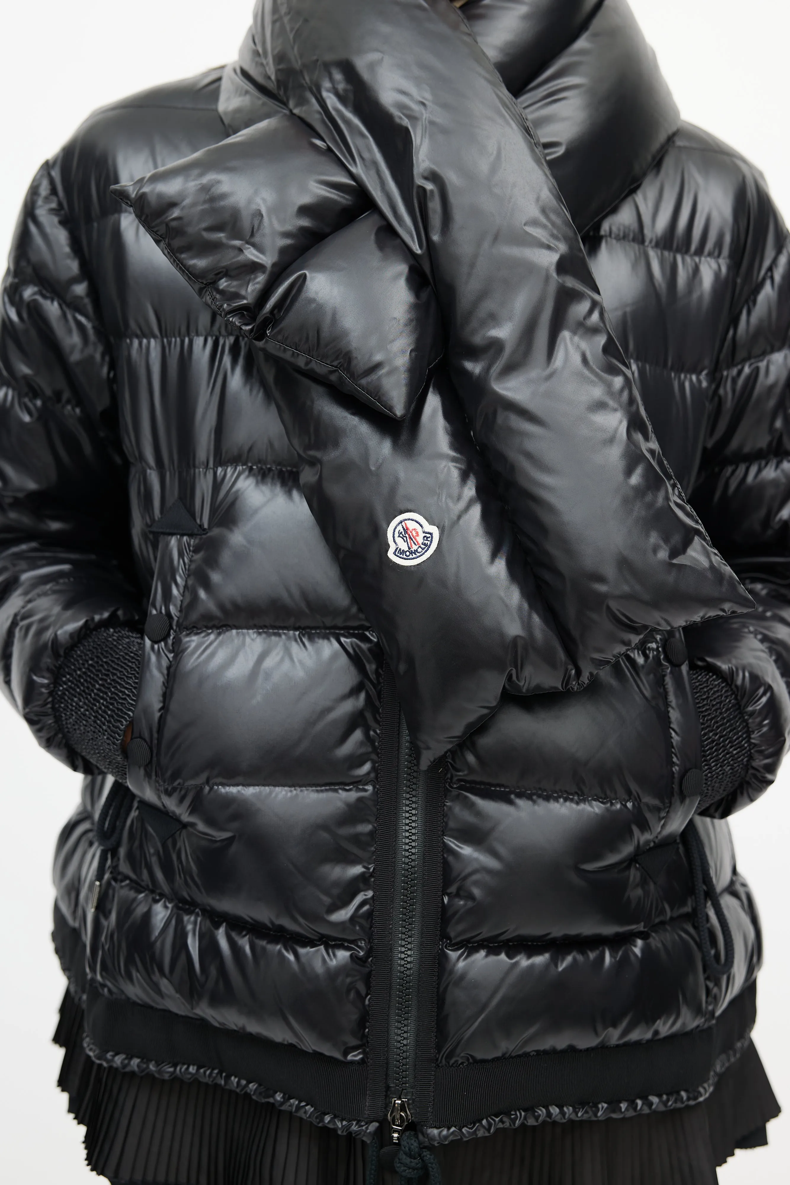 Black Lucy Scarf Puffer Down Jacket