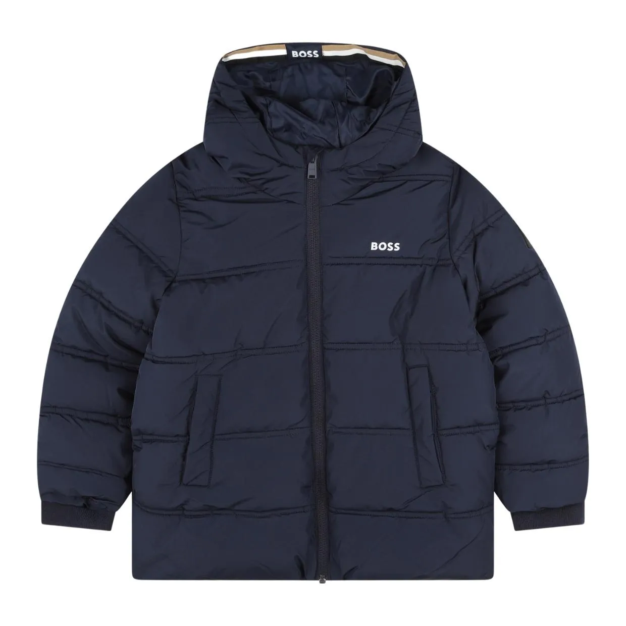 BOSS Kids Logo Navy Puffer Jacket