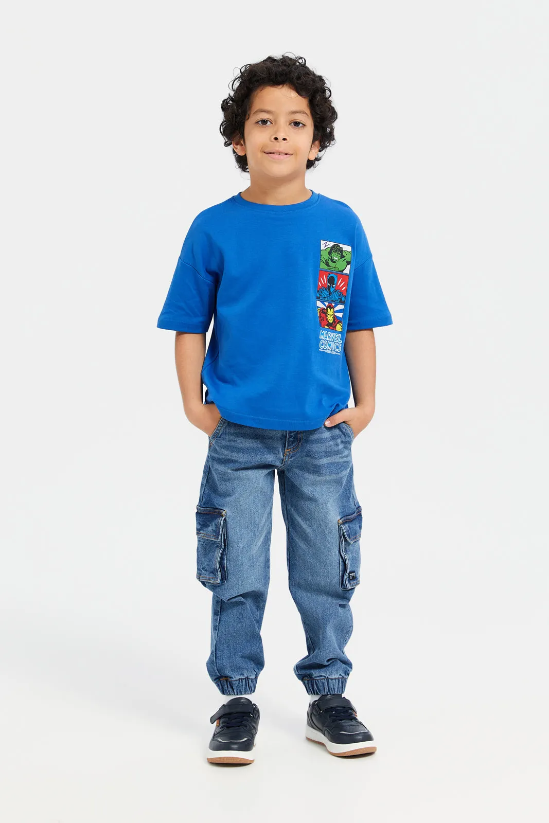 Boys Blue Utility Pocket Jogger Jeans