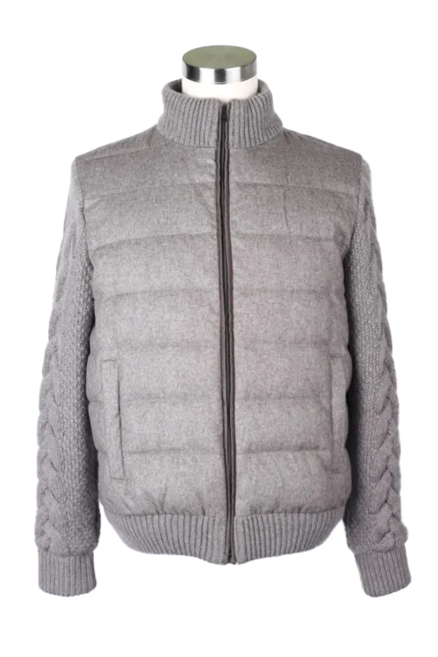 Cashmere/Silk Down Filled Knit Puffer Jacket