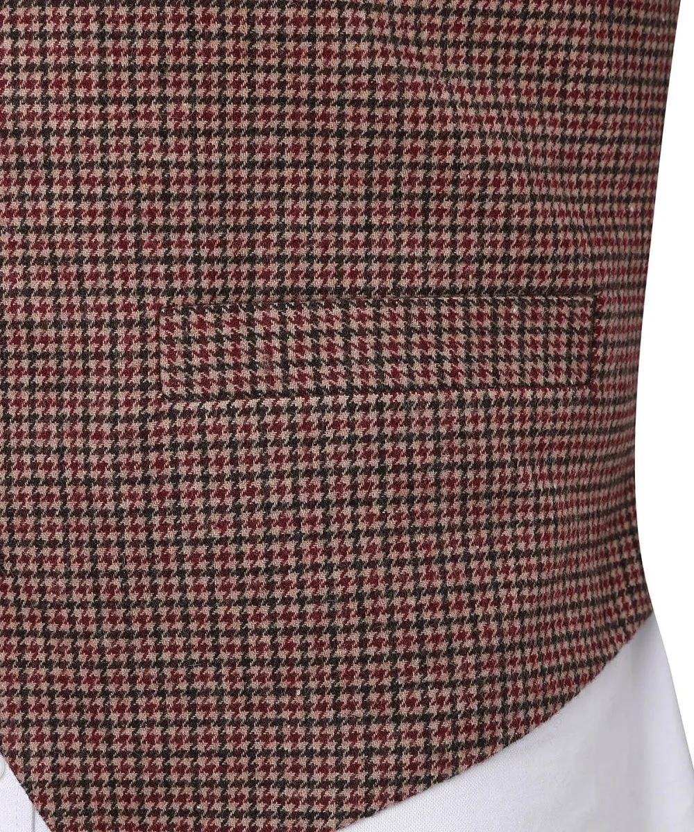 Casual Men's Suit Vest Houndstooth Notch Lapel Waistcoat