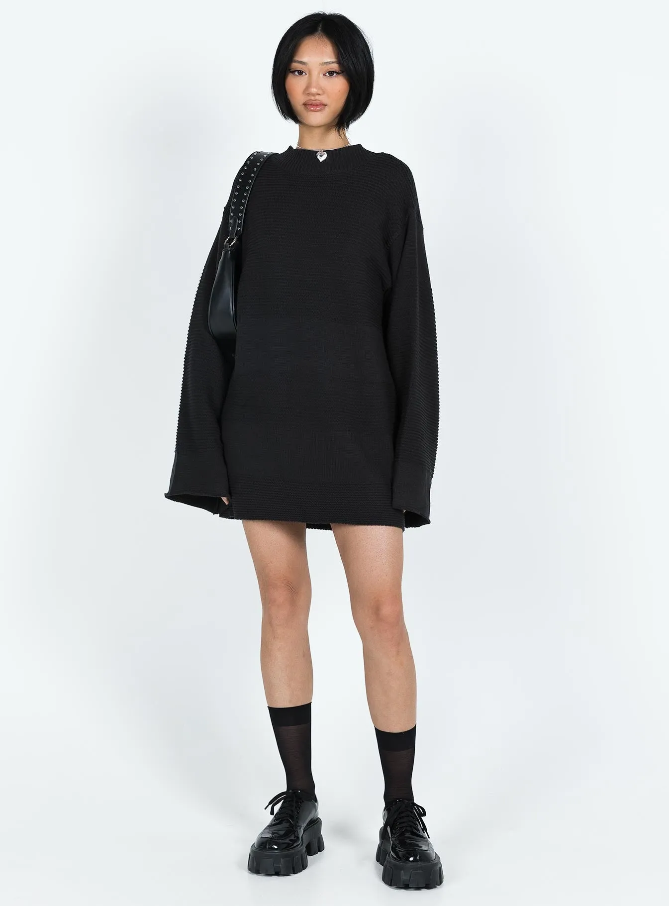 Cheyenne Knit Sweater Dress Black