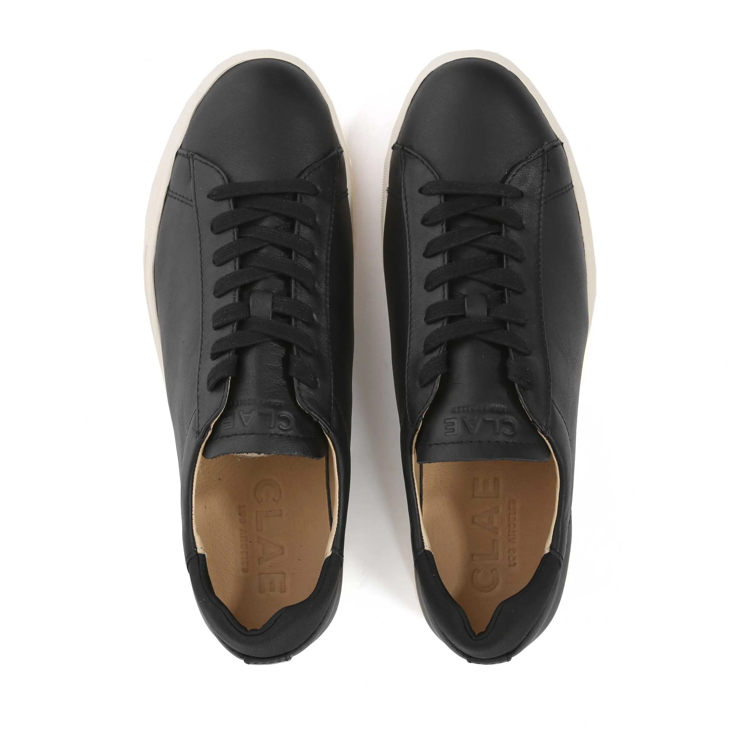 Clae Bradley Essentials Trainer in Black Milled Leather