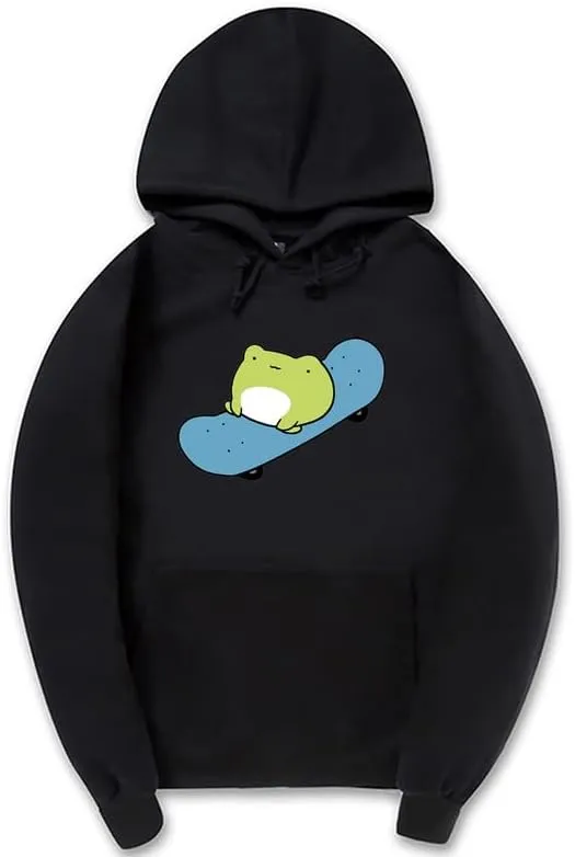 CORIRESHA Women's Cute Frog Hoodie Long Sleeve Kangaroo Pocket Skateboard Basic Sweatshirt