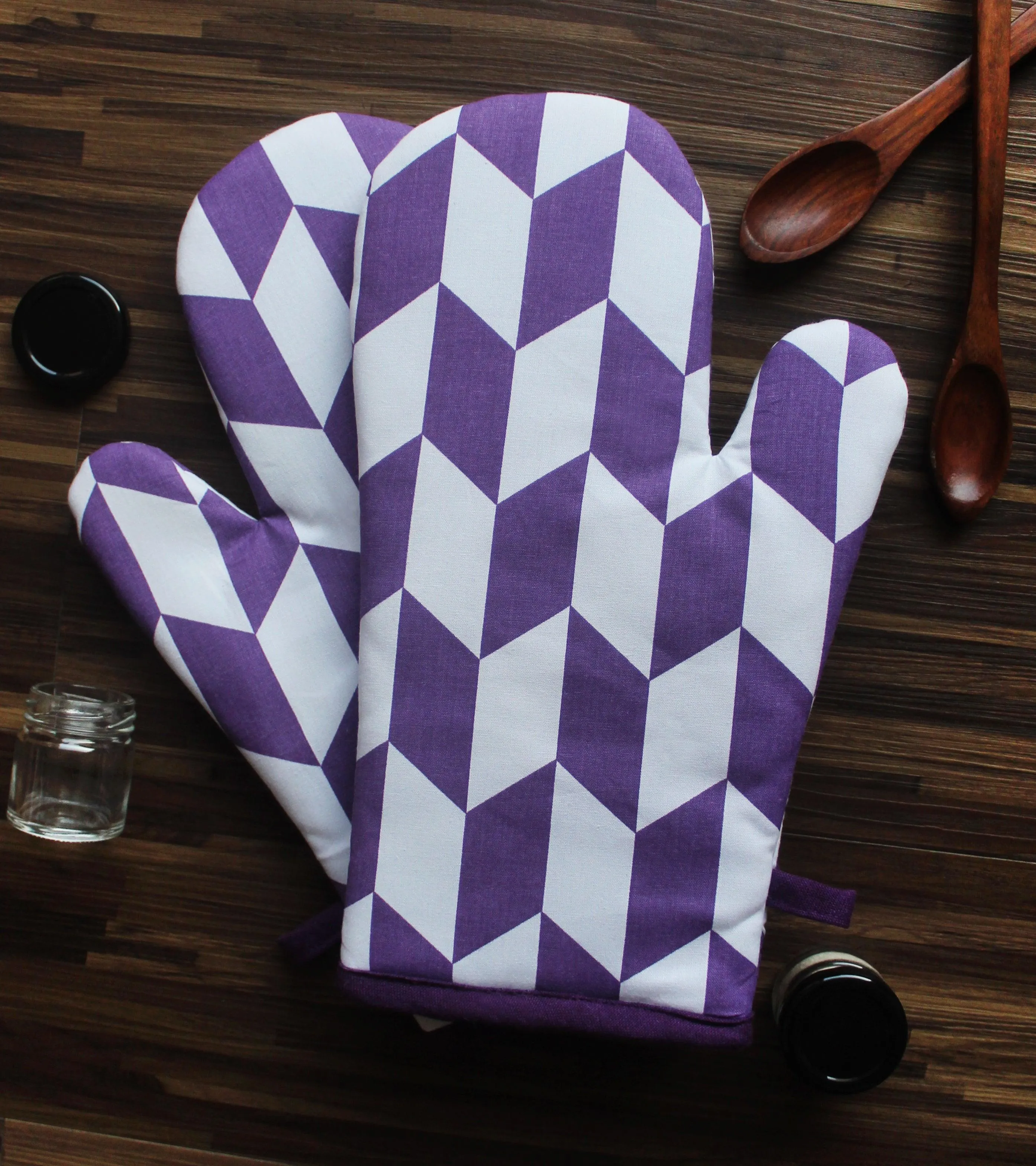 Cotton Classic Diamond Purple Oven Gloves Pack Of 2