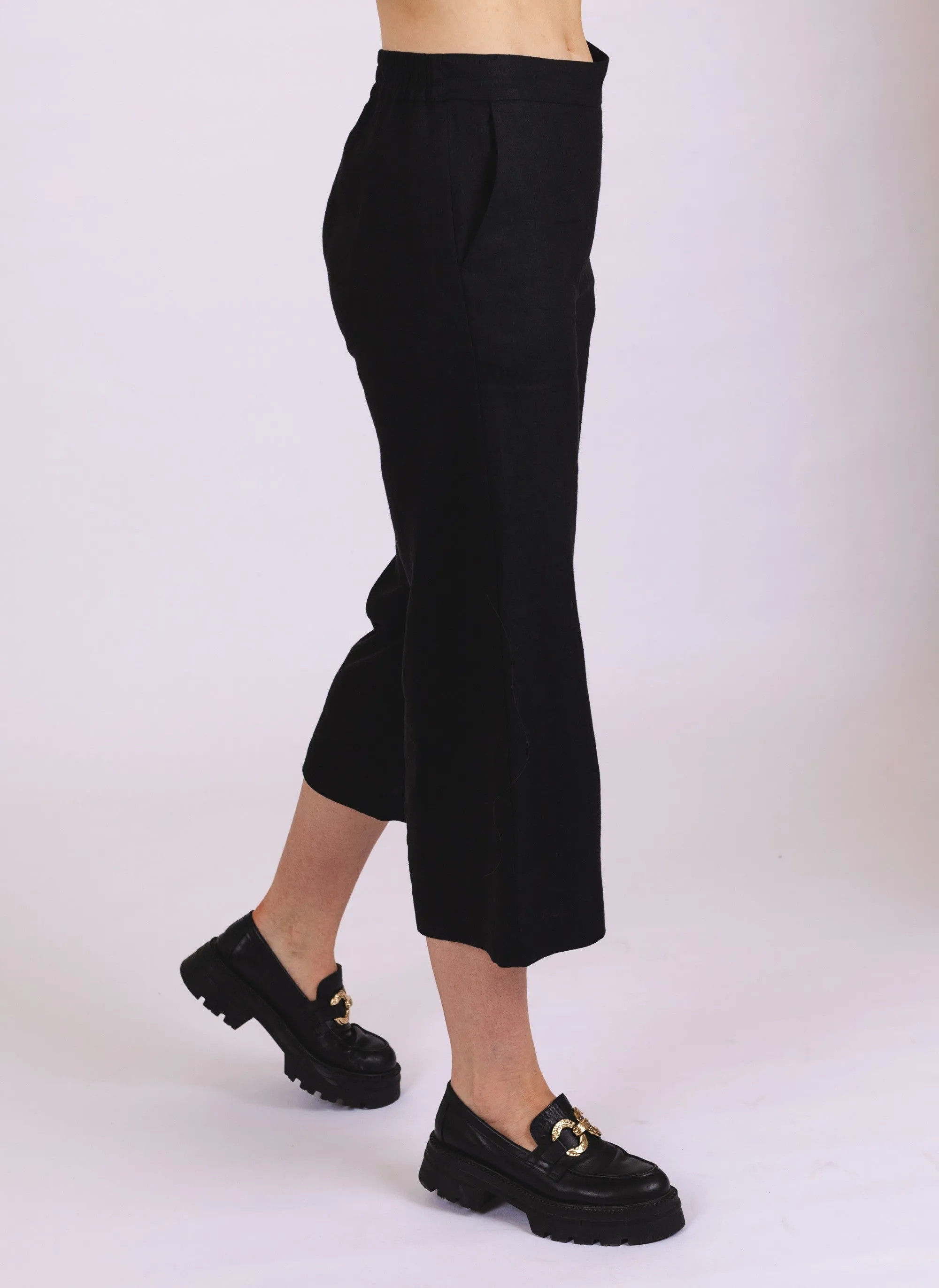 Culottes Linen Trousers Black