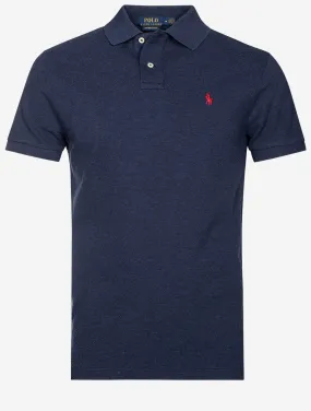 Custom Slim Fit Mesh Polo Shirt Navy