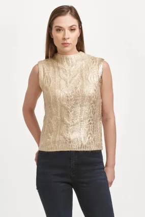 Dear John Tatiana Crew Neck Sleeveless Sweater Rose Gold