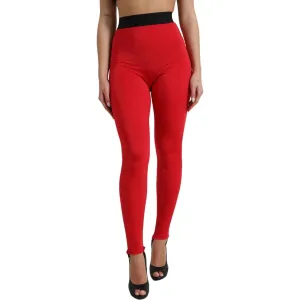 Dolce & Gabbana Elegant High Waist Red Leggings