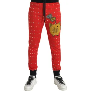 Dolce & Gabbana Red Year Of The Pig Jogger Sweatpants Pants