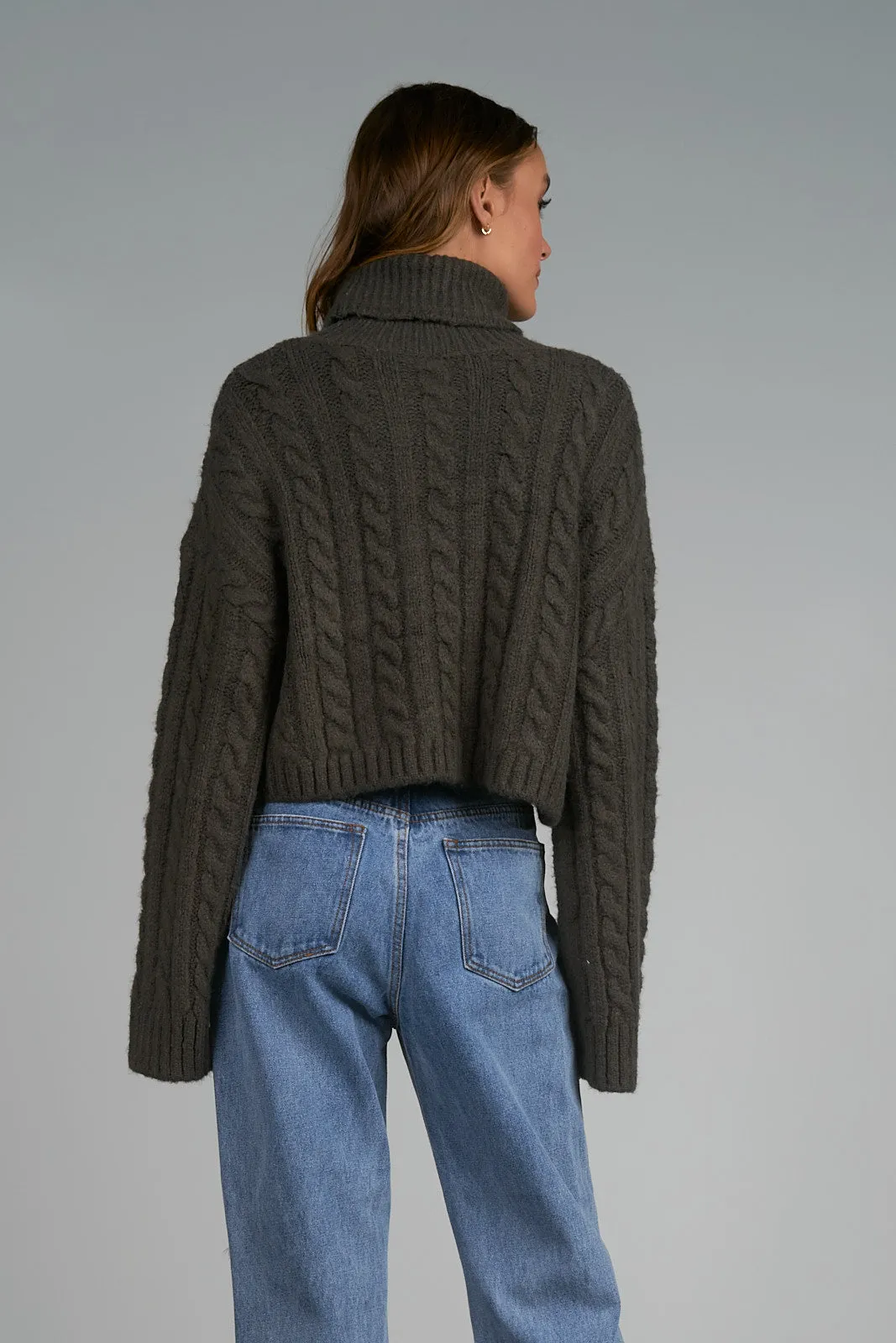 Elan Fiesta Charcoal Turtleneck Sweater