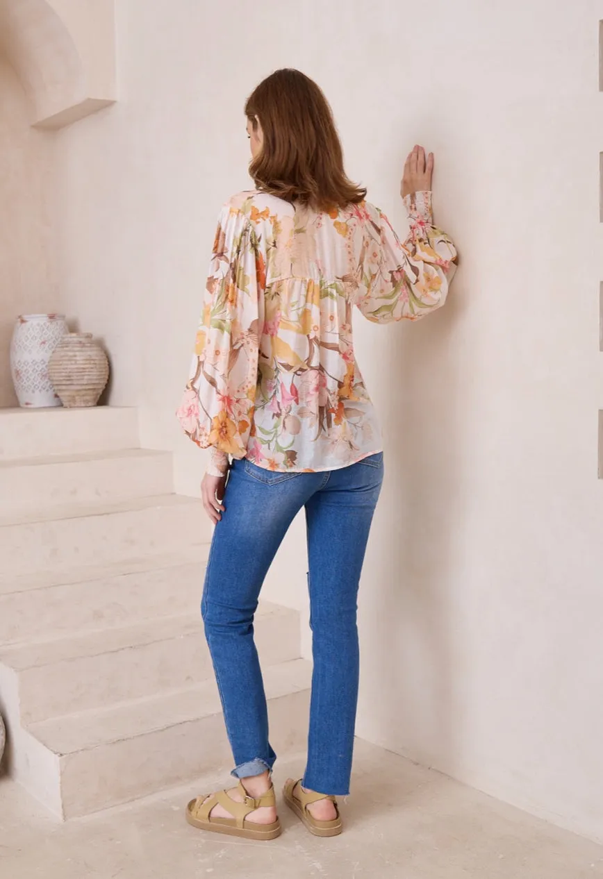 Elizabeth Pink/Orange Floral print Blouse