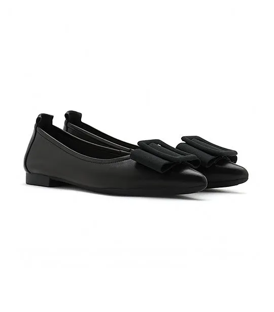 Elyse Bow Buckled Pointed Toe Flats Black